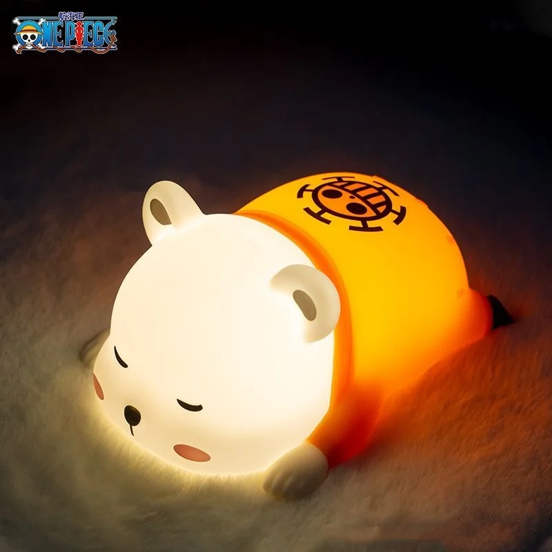 

One Piece Bepo аниме, периферийный Pat Night светильник, безопасный, долговечный срок службы батареи, мягкий цвет, не повредит ваши глаза