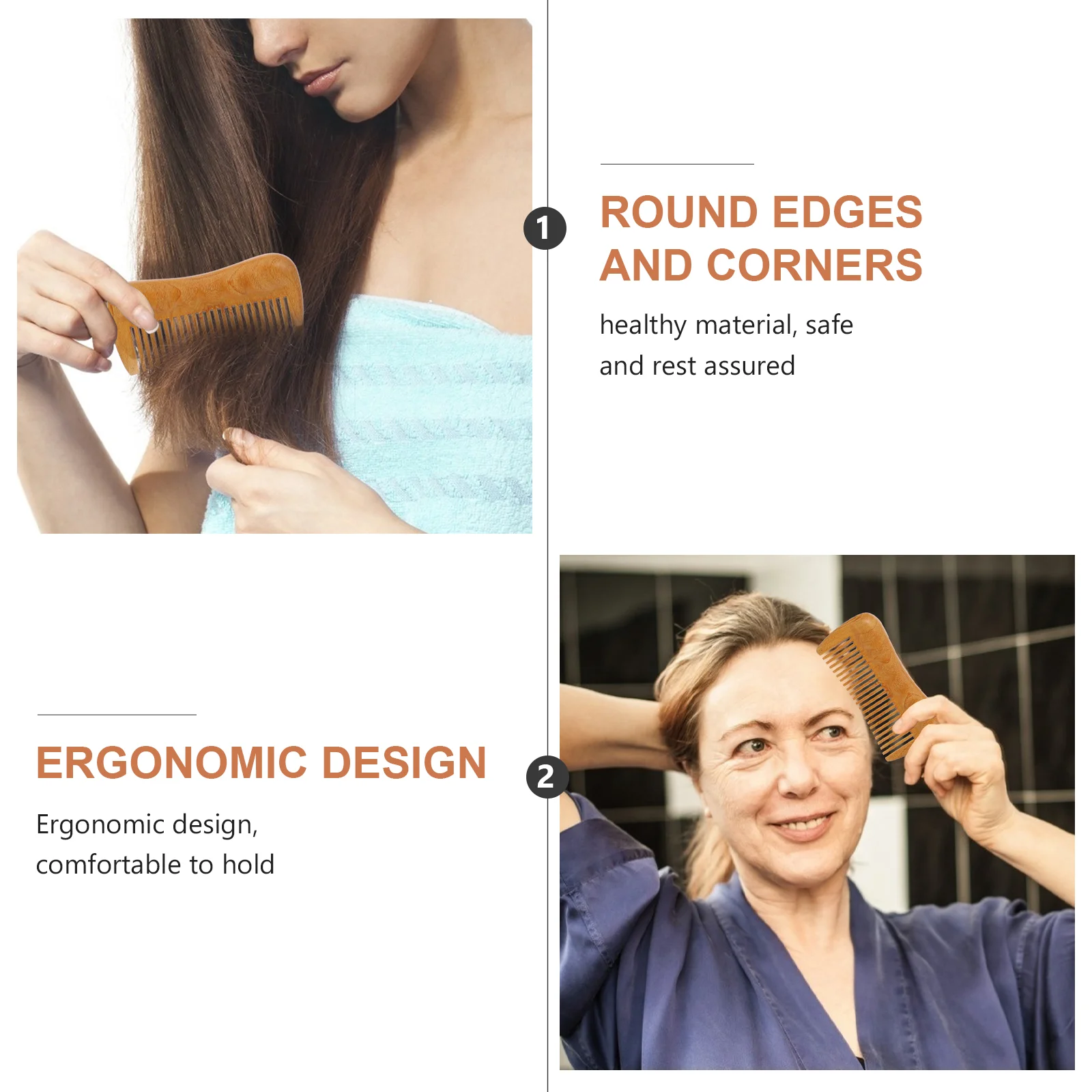 Massage Comb for Home Multi-purpose Natural Wooden Boxwood Girl Hair Styling Miss 2