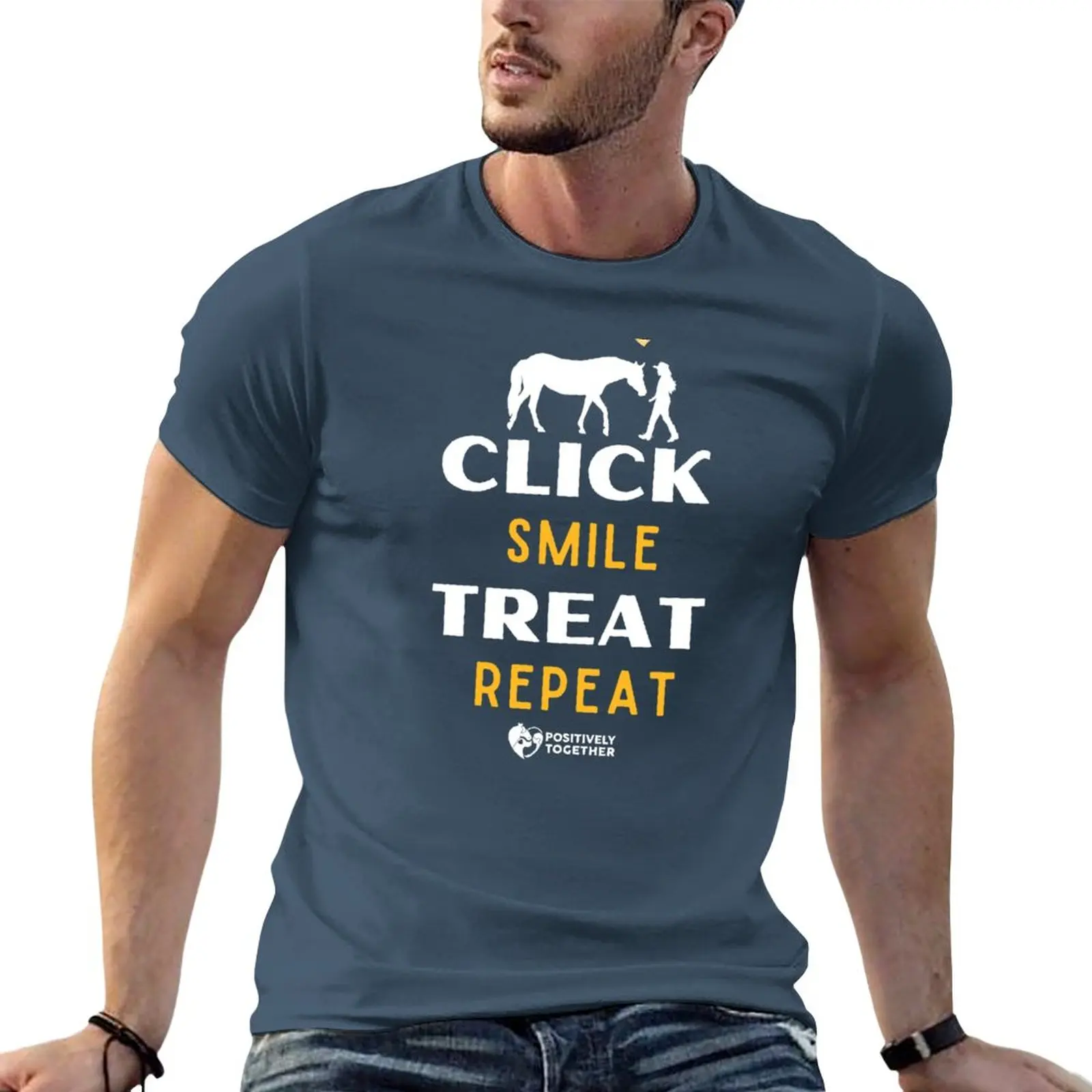 

Футболка с надписью «Keep treat smile repeat» («Лошадь»), эстетическая одежда, летний топ для мальчиков, белые футболки, корейская мода, Мужская футболка с коротким рукавом