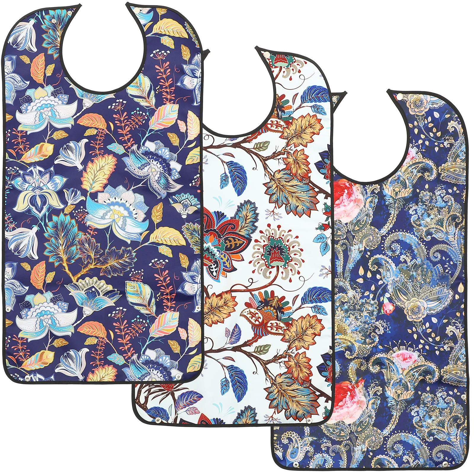 

3 Pcs Kitchen Adult Bibs with Crumb Catcher Food Reusable Decorative Cloth Protector Senior Eating Elder