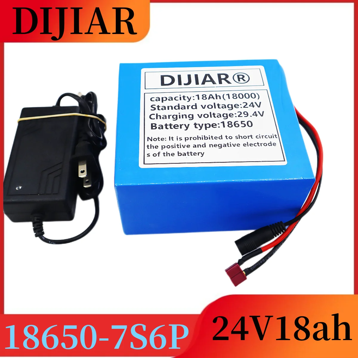 

7S6P 24V 18Ah lithium-ion rechargeable battery pack, suitable for 24V electric bicycle motors/scooters+free charger
