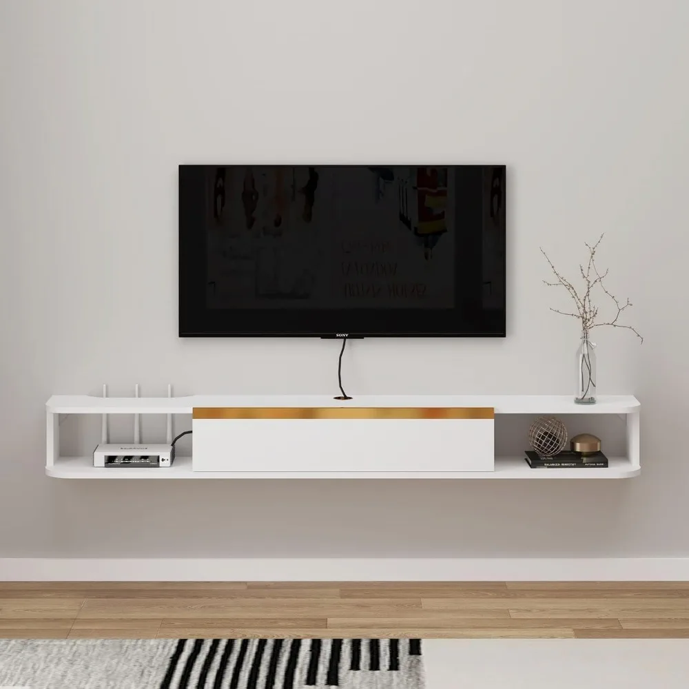 

Wall TV Stand, Mounted Entertainment Center TVs Media Console, Floating Shelves with Door, Wall TV Stand