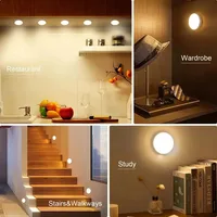 3 ชิ้น LED Motion Sensor Light Night Light USB ชาร์จโคมไฟกลางคืนสําหรับห้องครัวตู้ตู้เสื้อผ้าโคมไฟบันได Closet Light 5