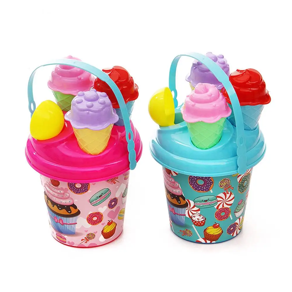 

8Pcs/Set Children Outdoor Beach Ice Cream Bucket Model Toys Sand Color Beach Sandpit Random Children Summer Play Toy Play I3I6