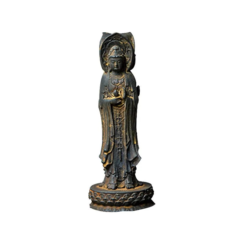 Creative Avalokitesvara Buddha statue Sculpture Home Decoration Simulation Resin Gift Office Wine Cabinet Study Living Room, 1Pc