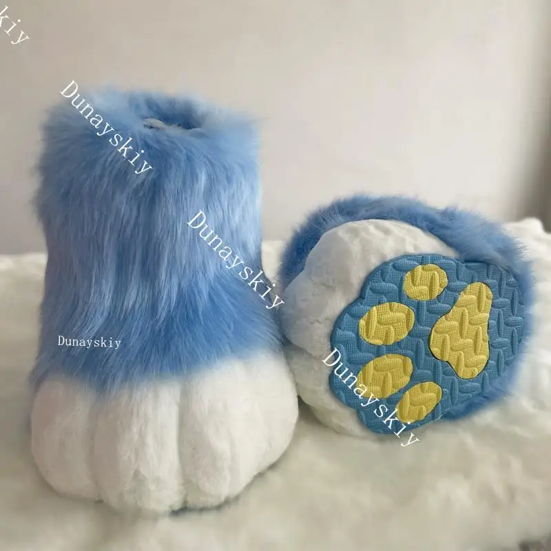 

New Kawaii Plush Cosplay Costume Furry Color Animal Paw Shoes Cat Girl Shoes Cat Paw Cute Plush Fursuit Spot Kid Christmas Gift