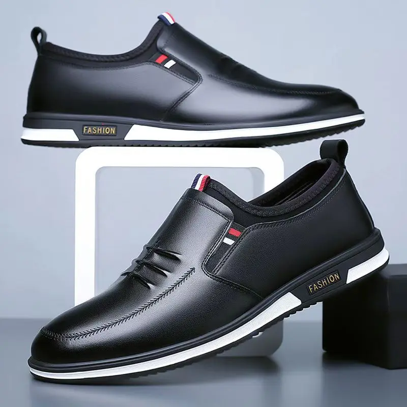 

Genuine Leather Men Casual Shoes Luxury Mens Loafers Breathable Slip on Black Driving Shoe Man Low Top Business Cowhide Shoes