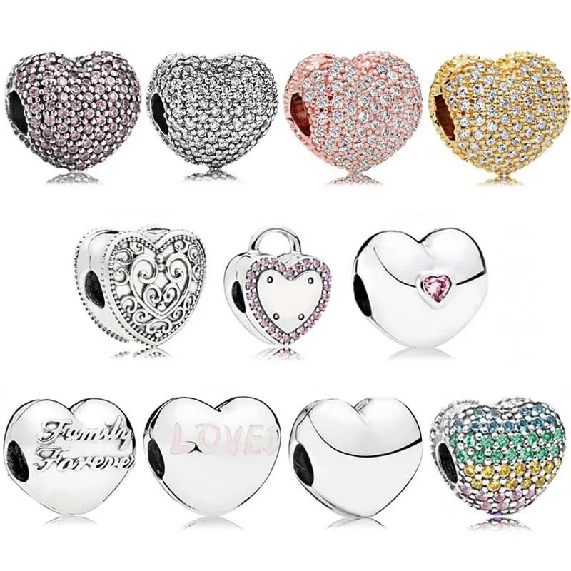 

Original Pave Open My Enchanted Heart Lock Your Promise Family Clip Charm Bead Fit Pan 925 Sterling Silver Bracelet Jewelry