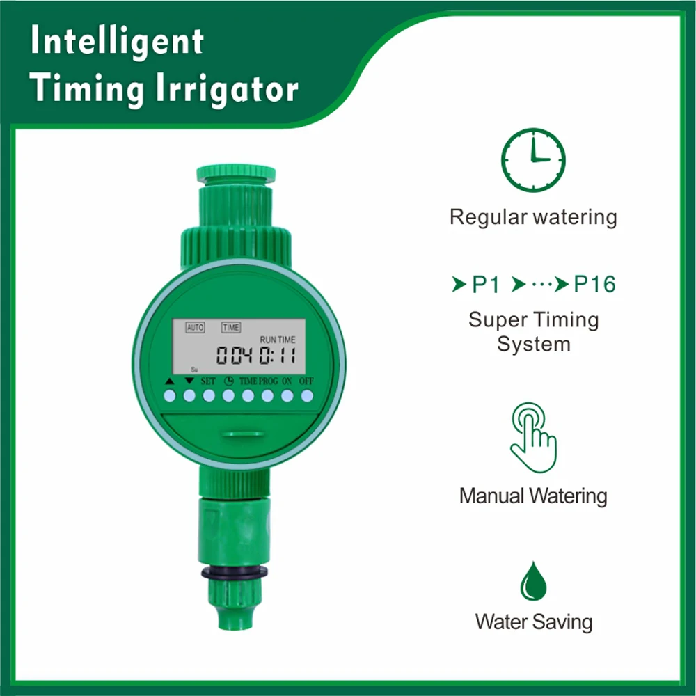

Watering Timer 16 Programs Setting Automatic Irrigation Programmer Controller Garden Watering System LCD Display for Gardening