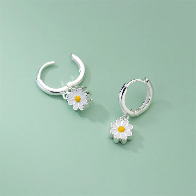 Orecchini A Margherita In Argento Sterling 925 Con Zirconi Rosa - Gioiello A Forma Di Fiore Per Donne E Ragazze, 79x12 Mm