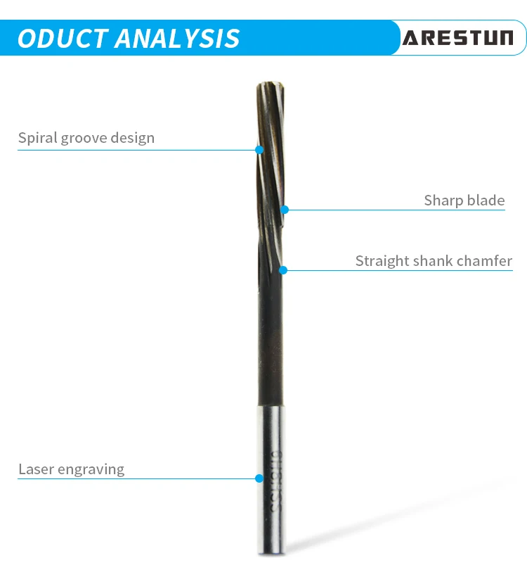 HSS Machining Tool Spiral Flute Reamer Cobalt Cutting H7 Straight Shank Diameter 2mm-16mm for Metal Steel Aluminum Hole Drill 2