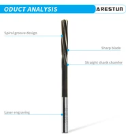 HSS Machining Tool Spiral Flute Reamer Cobalt Cutting H7 Straight Shank Diameter 2mm-16mm for Metal Steel Aluminum Hole Drill 2