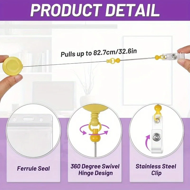 DIY 비즈 장식 접이식 배지 릴 클립 키트, 다채로운 ID 배지 홀더, 재밀봉 가능한 파우치, 감사 카드, 공예 선물
