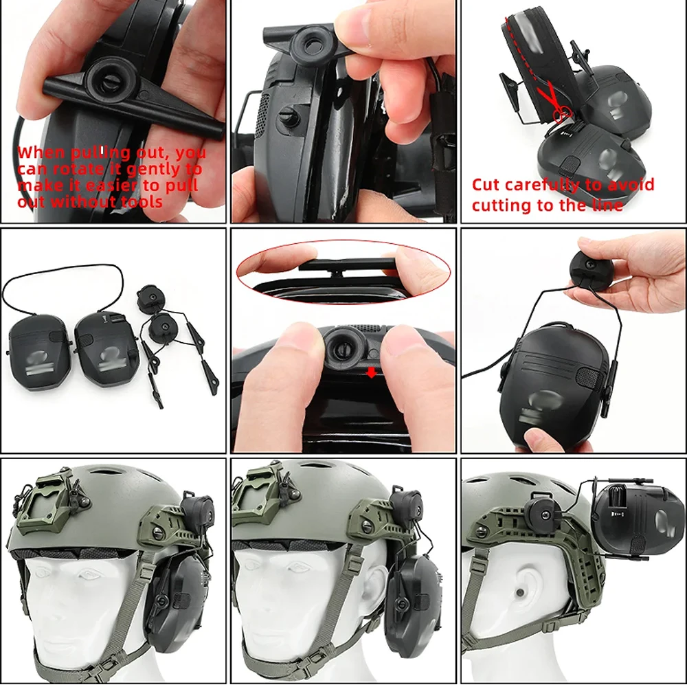Electronic Noise Canceling Headphones Helmet Rail Adapter Kit for Honeywell/Walkers Series Noise Canceling Headphones Rotatable