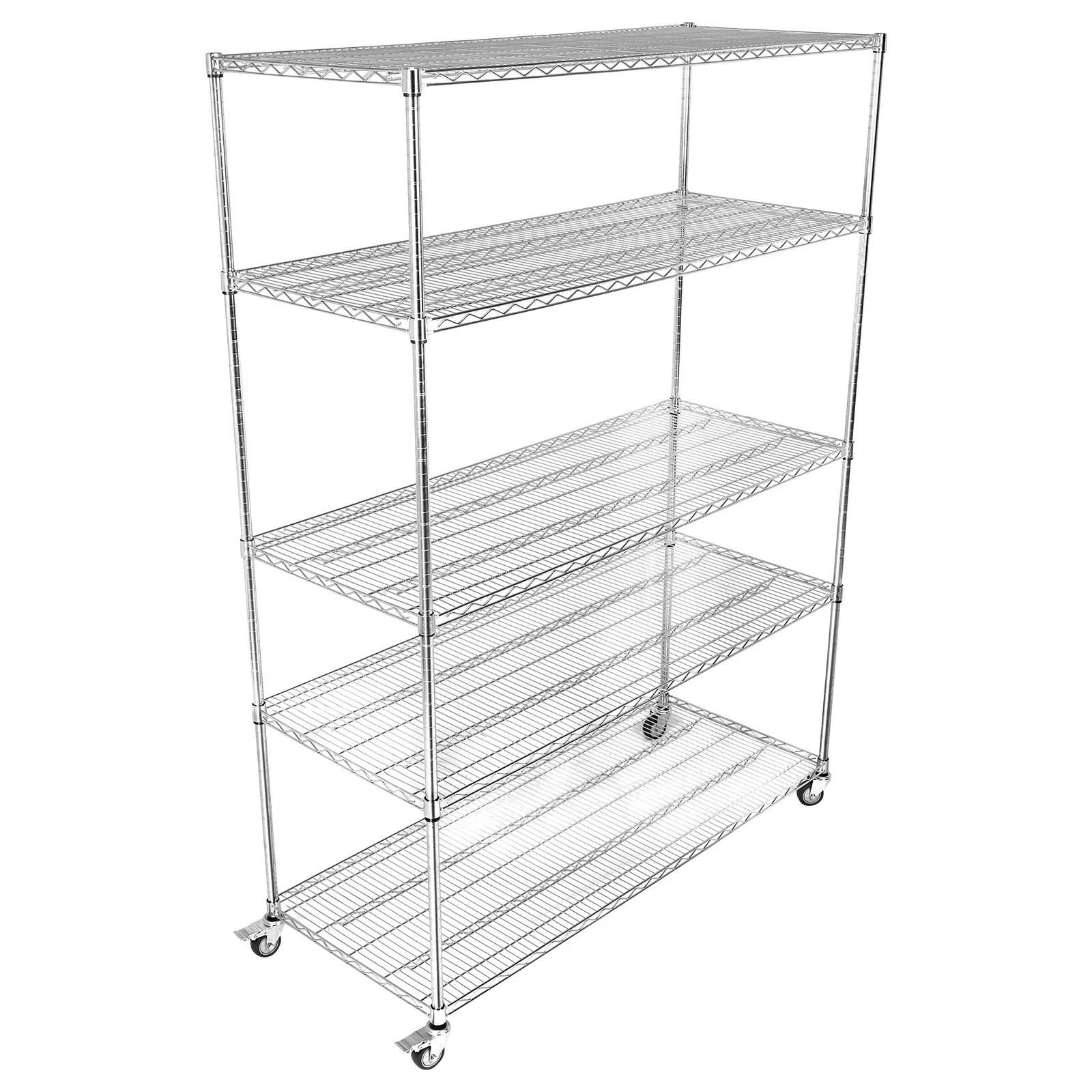 5 Tier 7500lbs Capacity Rolling Storage Shelf 1518x609x2000mm​ Storage Racks and Shelving for Warehouses Closets Kitchen School