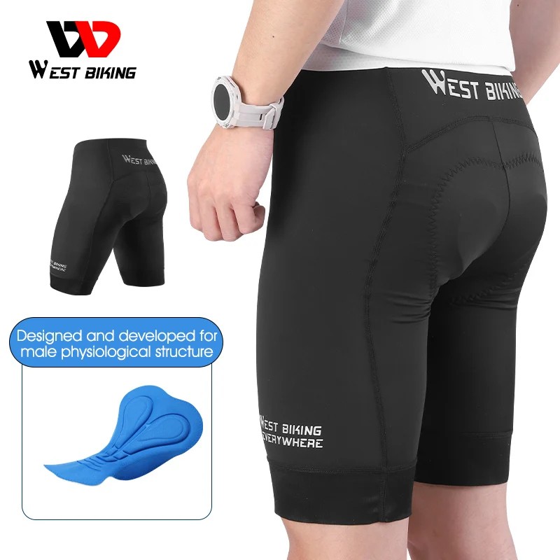 

Мужские велосипедные шорты WEST BIKING, дышащее Сетчатое Велосипедное нижнее белье, гелевые подушечки, противоударные уличные трико MTB велошорты велосипед