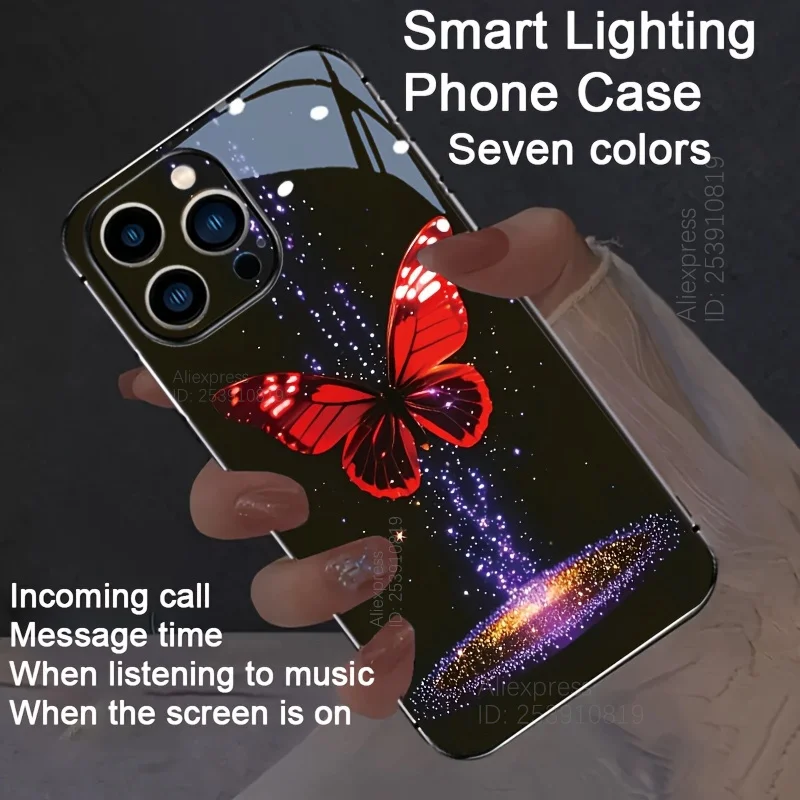 Glow Shine Butterfly LED Phone Case with Flash Cover