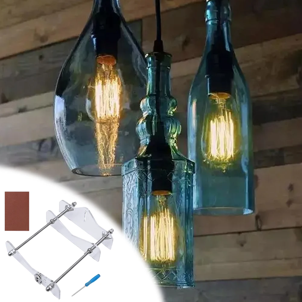 Glass Sculptures Cutter Machine Adjustable Glass Cutter Bundle DIY for Wine Beer Liquor Whiskey Champagne