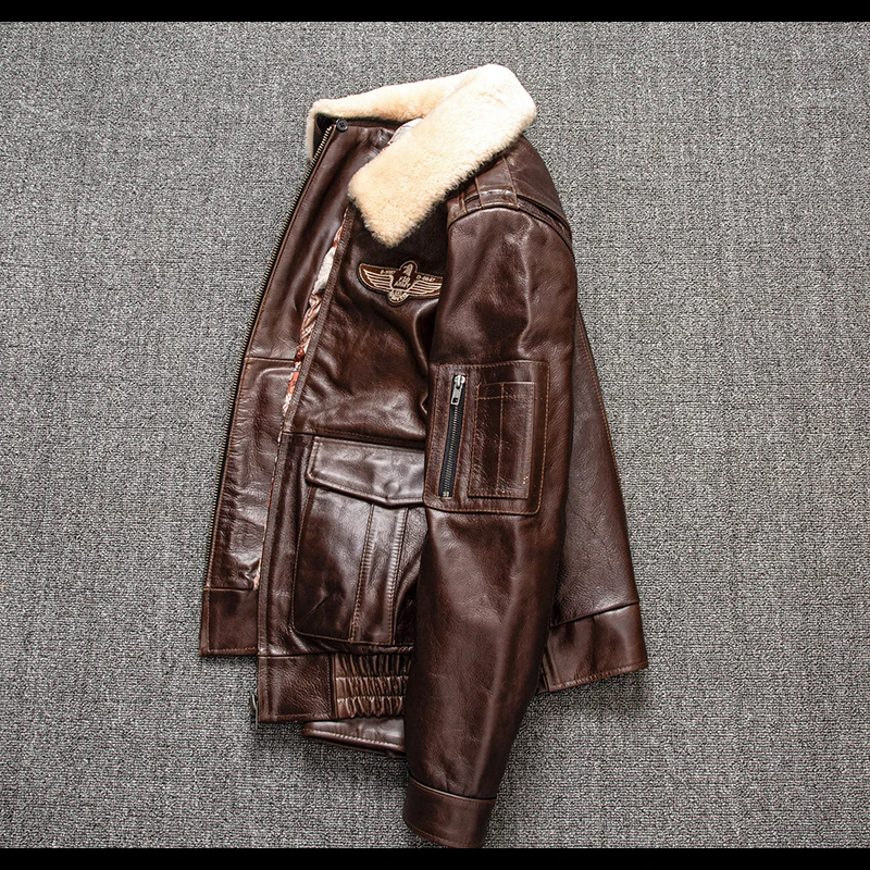 Description Picture 6 of itemTcyeek Men's Genuine Leather Jackets Short Slim Cow Leather Coat Male Clothing Autumn Winter Cotton Coats Chaquetas Hombre LM573