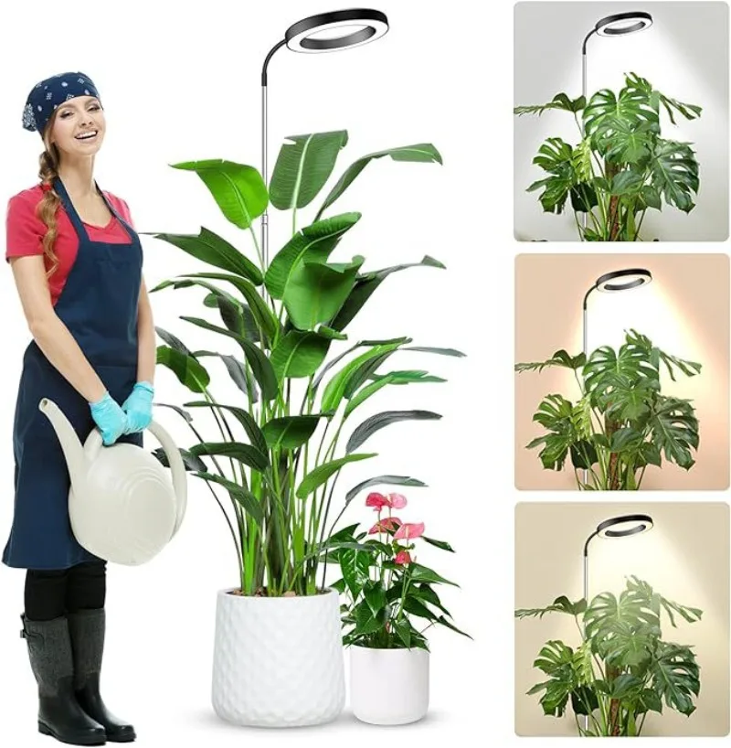 Indoor LED Plant Grow Light, Full Spectrum Plant with 4 /8 /12 H Timer, 10 Dimmable Levels, 3Modes, Height Adjustable 154.9 CM