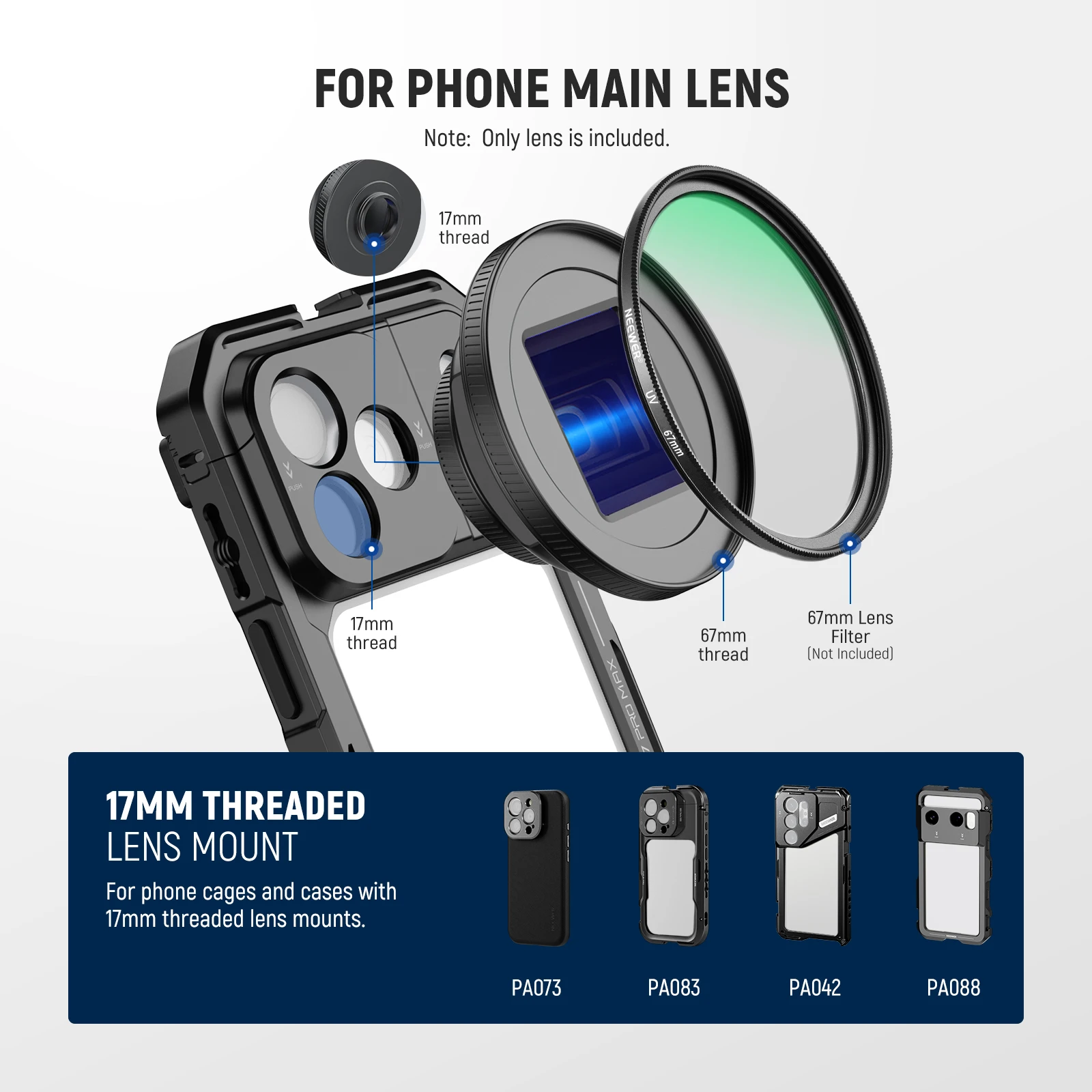 1.55X Blue Flare Anamorphic Phone Camera Lens Compatible with iPhone Android Sam
