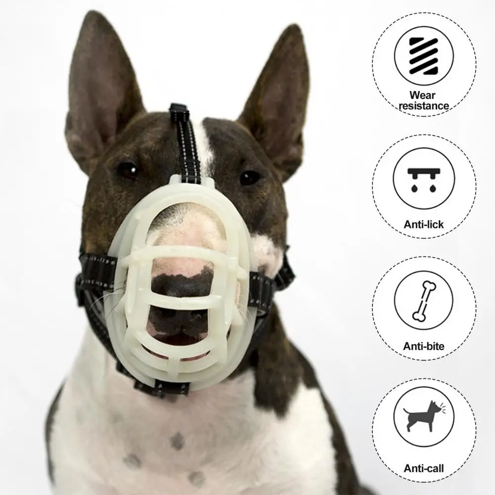 

Safe Dog Muzzle Adjustable Soft Cage Muzzle for Dogs Anti-biting Anti-barking Secure Mouth Guard for Grooming Training Allow