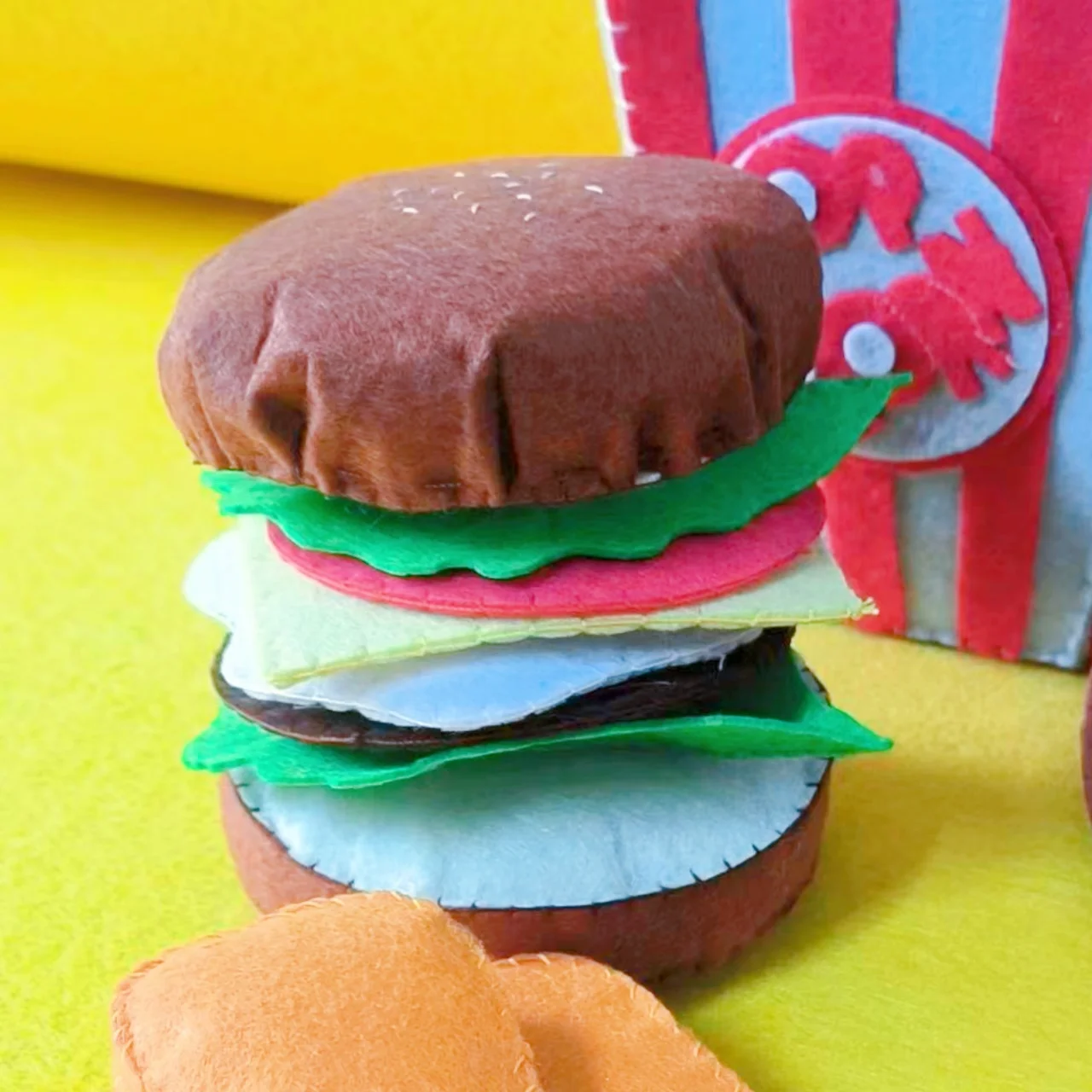 수제 부직포 DIY 시뮬레이션 중국식 서양식 패스트푸드 장난감 재료 키트 유치원 역할놀이 홈 스위트 홈