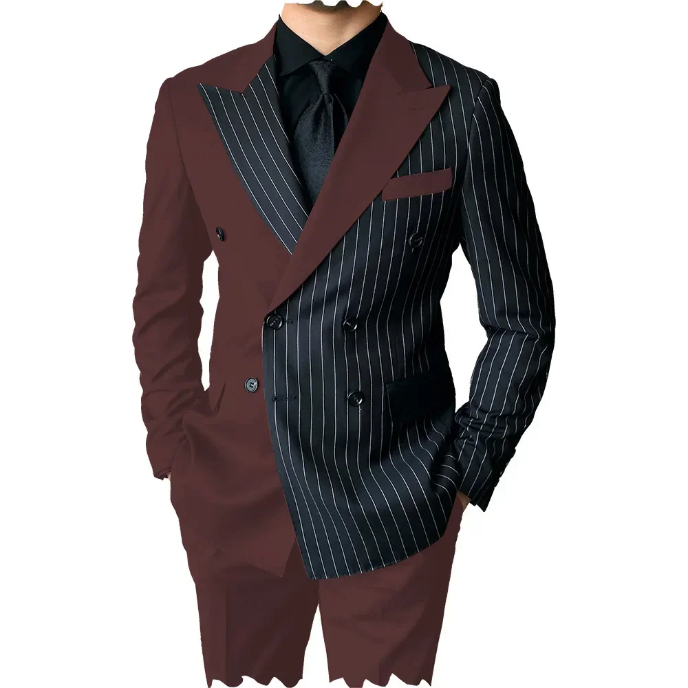 New Fashion Casual Suit Two Piece Splice Contrast Men's Suit Business Dress Wedding Ceremony Suit Men Men Clothing  Suits