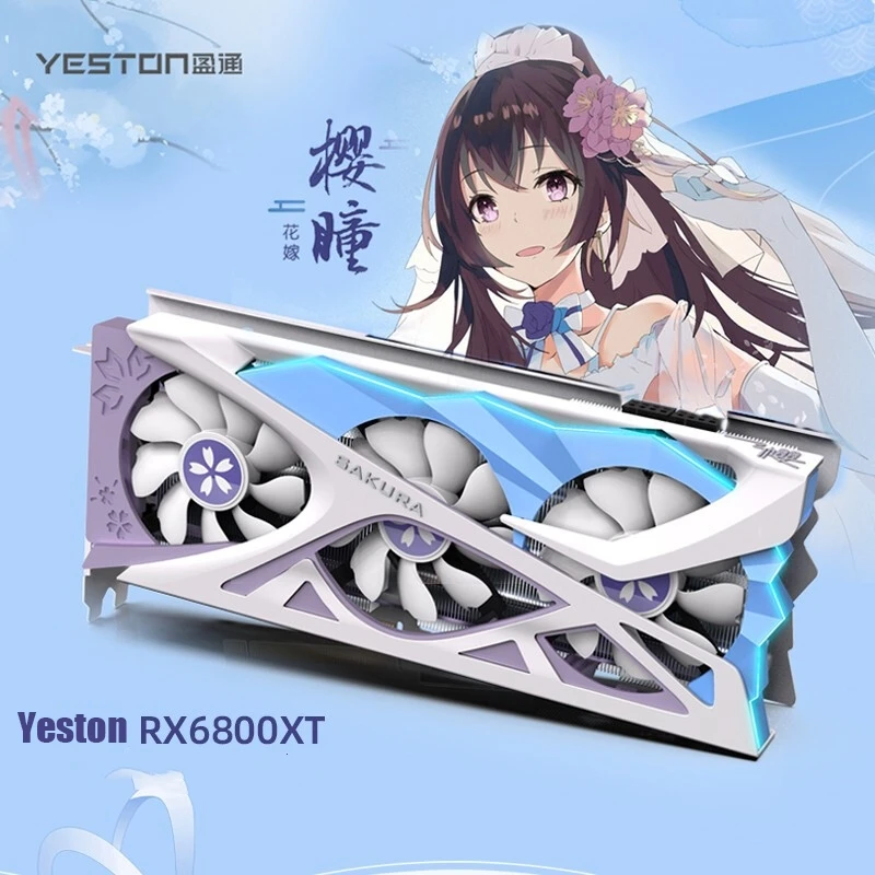 YESTON-RX6800XT Placa gráfica, 16GB, RX 6800 XT, GDDR6, 16G, 256bit, 7nm, Jogo RGB, AMD, Computador, Desktop, GPU