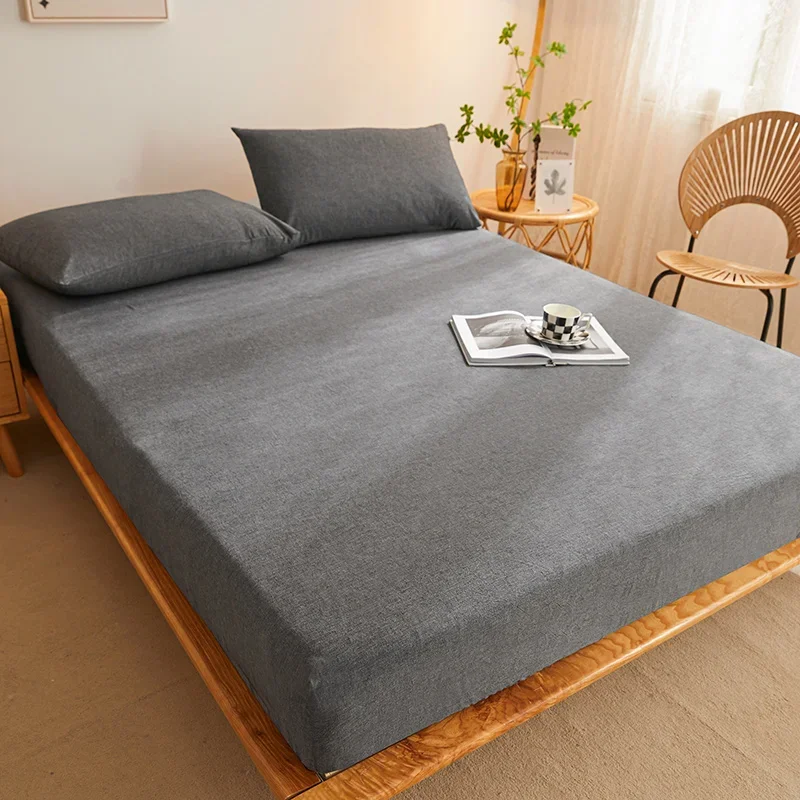 100% Cotton Bed Sheets sabanas cama 150 Solid Color Bed Cover 180x200 Size Bedclothes Deepen Fitted Sheet(Pillowcase need order) 2