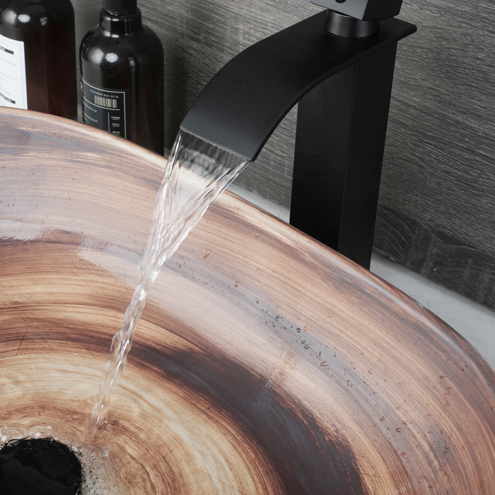 ZAPPO Wood Colored Ceramics Bathroom Sink Vessel Sink for Bathroom  Above Counter Ceramic Bathroom Vanity Vessel Sink Bowl 5