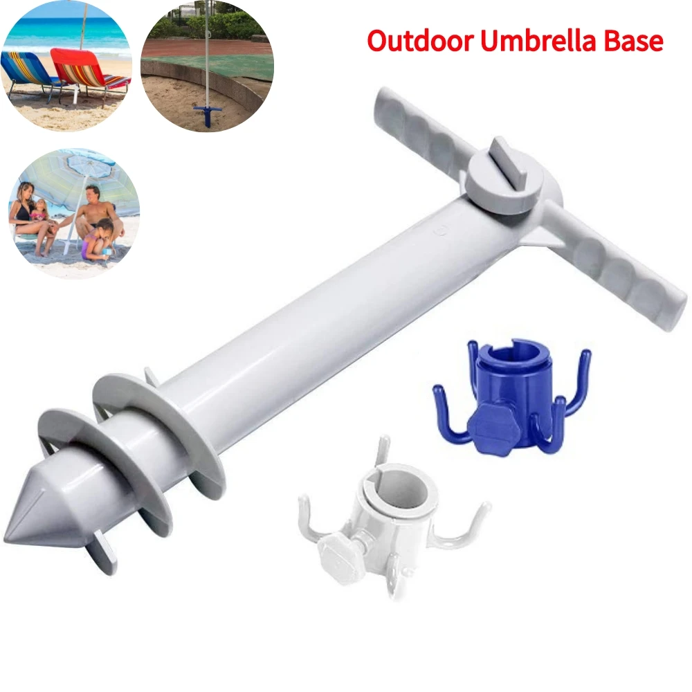 3/5 Spin Beach Umbrella Stand with Hook Inserts Spiral Umbrella Plug Equipment Umbrella Ground Anchor Outdoor Travel Accessories