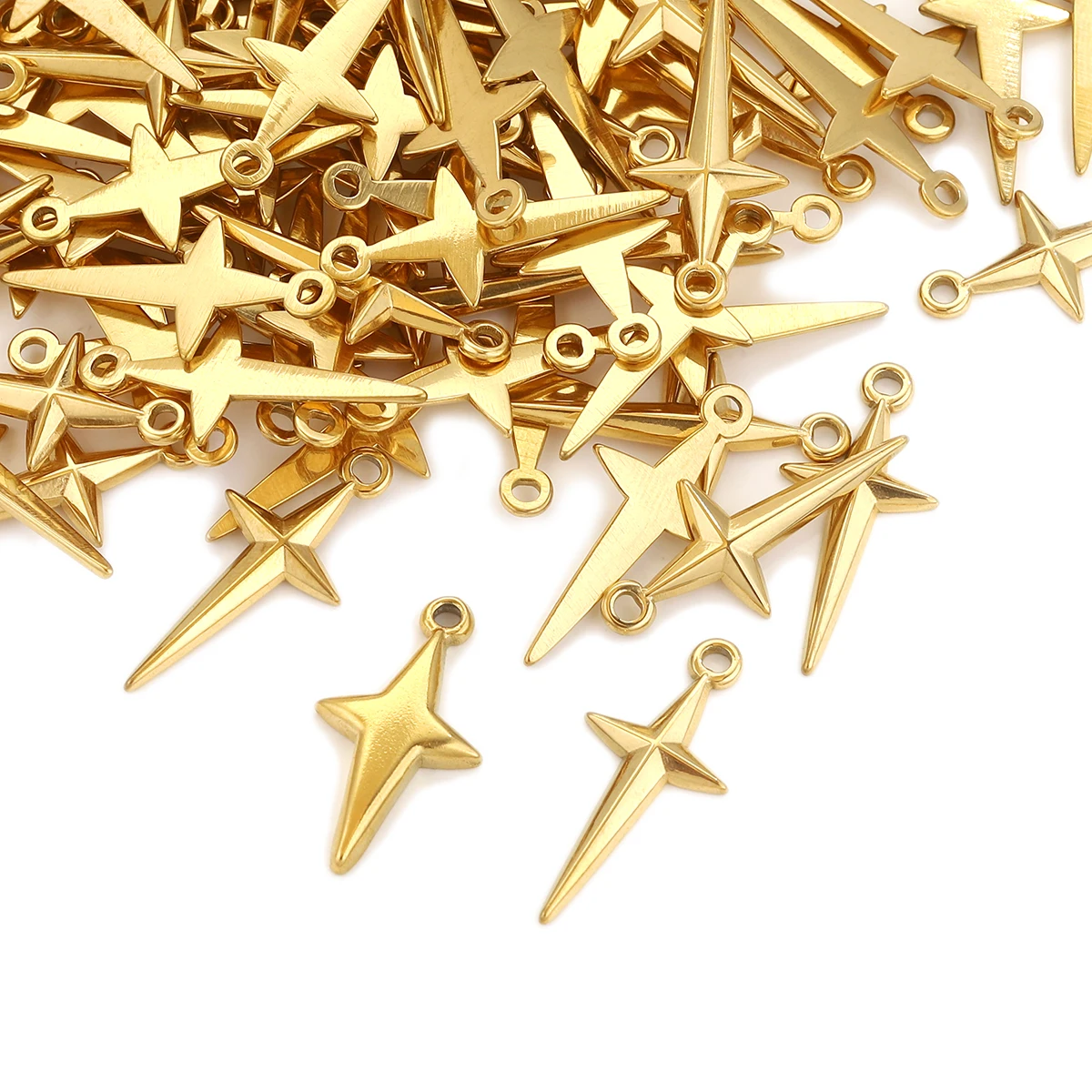 10 Stück Edelstahl Sterne Charms für Schmuckherstellung Armband Halskette Stern Anhänger für DIY Ohrring Charms Finden Zubehör – Detail 1