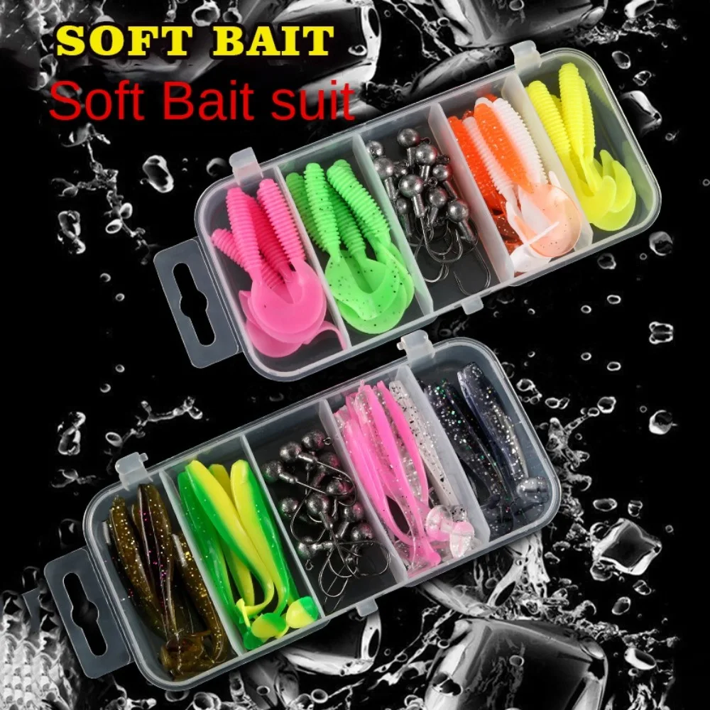 

Jig Head Fishing Hook Soft Lure Bait Set Tackle Box