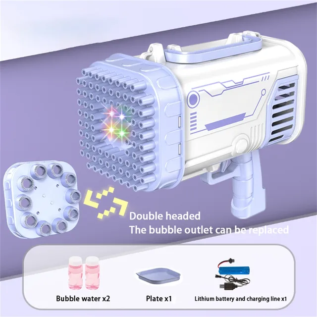 Upgraded Bubble Machine Bubble Machine With Light Bubble Solution 80 Holes Bubble Machine For Soft Plastic Unisex Kinder 3