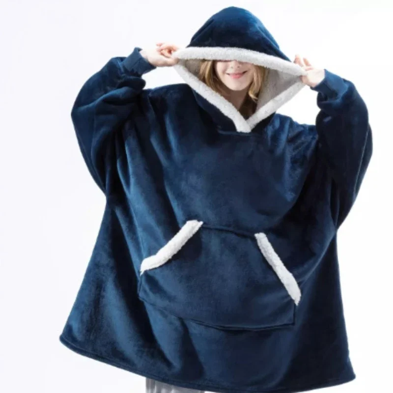 2023 Warm thick TV Hooded Sweater Blanket Unisex Giant Pocket Adult and Children Fleece Weighted Blankets for Beds Travel home