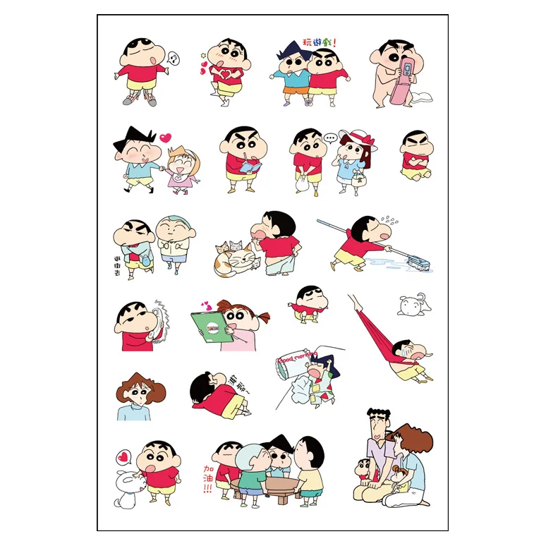 Crayon Shinchan Anime Cartoon Expression Decoration Laptop Hand Account Album di telefoni cellulari cancelleria adesivi in PVC trasparente