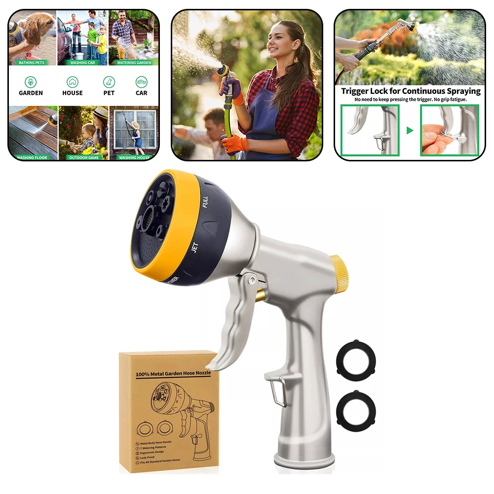 

Spray Lawn Watering 7 Patterns Multi-Function Car Wash High Pressure Durable Hand-Held Tools Hose Sprinkle Nozzle Garden Pet