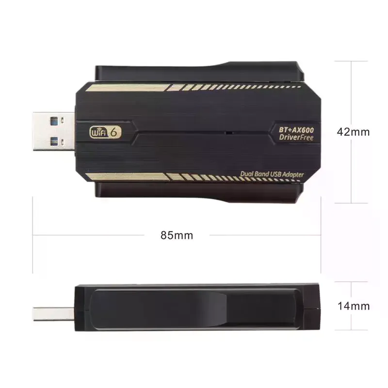 1Pcs 동글 와이파이 네트워크 카드 무선 WiFi 6 AX600 Bluetooth5.4 어댑터 PC 노트북 용 듀얼 밴드 2.4/5Ghz USB 수신기 Win 10/11