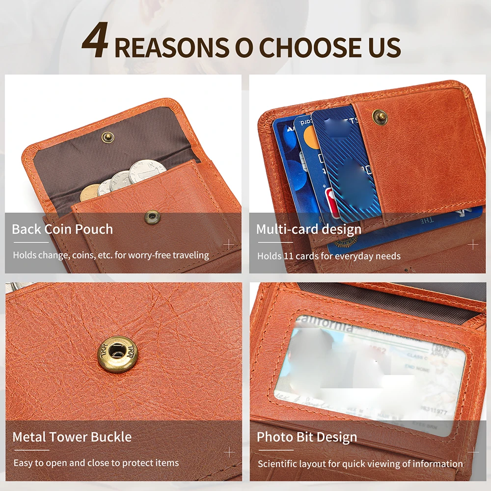 WESTAL Men's Leather Wallets for Card Holders Short Coin Purse Men Wallet Clutches for Photo Money Bags 3