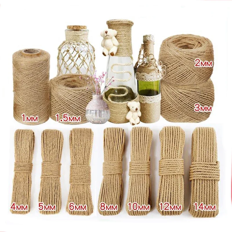 Natural Jute Twine 1.5mm for Gardening Plant Gift Wrapping Art Wedding Decoration Packing