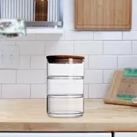 3 Layer Glass Food Jar Grain Container Glass Storage Container Airtight Glass Storage Jar 3 Tier Stacking Jars for Nuts Pantry 2