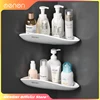 Wall Mounted Triangle Storage Rack Bathroom Shelf With Towel Bar Corner Organizer Punch Free Bathroom Accessories sets 1