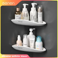 Wall Mounted Triangle Storage Rack Bathroom Shelf With Towel Bar Corner Organizer Punch Free Bathroom Accessories sets 1