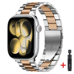 Elegant Metal Bracelet for Apple Watch - Fashionable Strap and Belt Accessory (Silver rose gold)