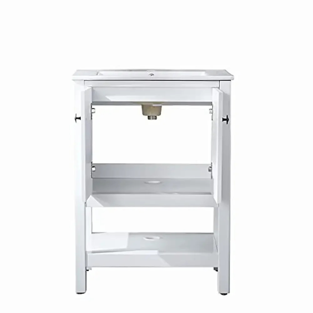 24" Solid Wood Bathroom Vanity Set with White Vessel Sink 2 Doors Bathroom Storage Cabinet Durable Waterproof Modern Design 5