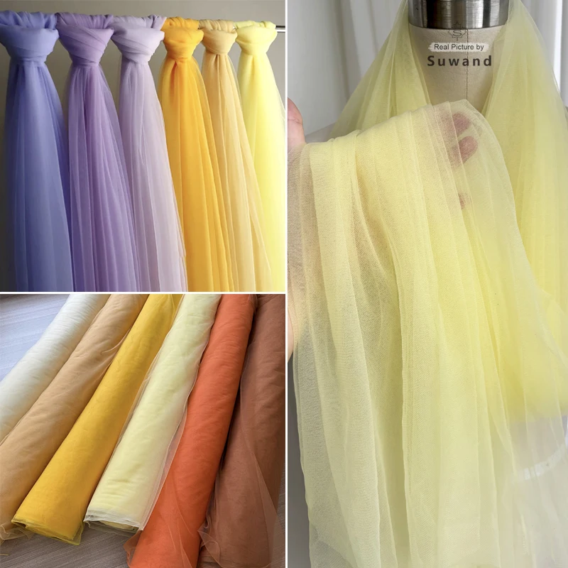 Lilac and Yellow Soft Tulle Fabric for Creative DIY Projects and Elegant Decor