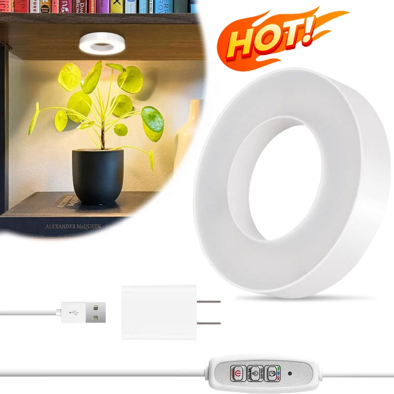 Full Spectrum LED Grow Lights for Indoor Plants Height 4 Dimmable Levels Growing Lamp Flower Halo Ring Phyto Lamp Growth Light