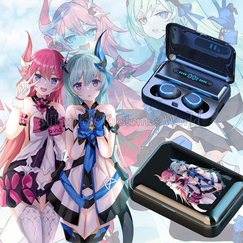 

Game Honkai Impact Wireless Earbuds 5.0 Charging box HD Anime Bluetooth earphones Kiana Kaslana Raiden Mei cosplay For Android