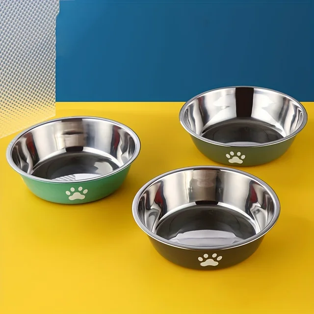 1Pcs Pet Dog Food Bowl Rice Bowl Stainless Steel Dog Bowl Dog Bowl Drinking Water Bowl anti-tip Large Dog Cat Bowl Water Bowl 2